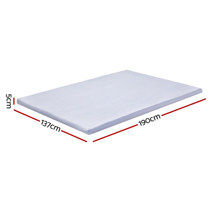 Natural Latex Mattress Topper, 7-Zone Pressure Relief Bed Pad for Back Pain, Ice Silk Cooling Cover for Hot Sleepers, 5cm Firm Support, Double