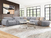 Valentina 5 Seater Fabric Electric Chaise in Stone, right hand facing chaise
