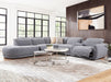 Valentina 5 Seater Fabric Electric Chaise in Stone, left hand facing, recliner extended