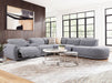 Valentina 5 Seater Fabric Electric Chaise in Stone, right hand facing, recliner extended