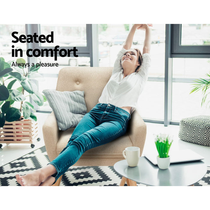 Armchair Linen Fabric Anne Beige