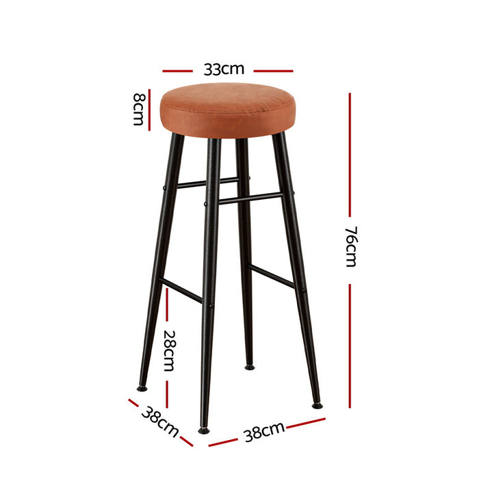 4x Bar Stools Kitchen Dining Chairs Counter Round PU leather Lane Brown