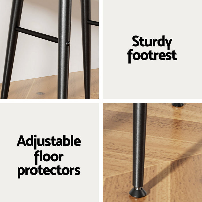 4x Bar Stools Kitchen Dining Chairs Counter Round PU leather Lane Brown