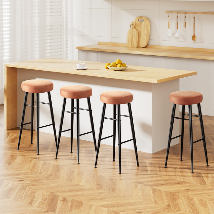 4x Bar Stools Kitchen Dining Chairs Counter Round PU leather Lane Brown