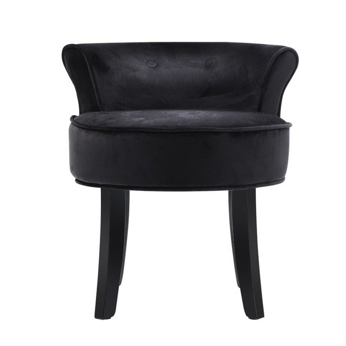 Vanity Stool Velvet Black Abella