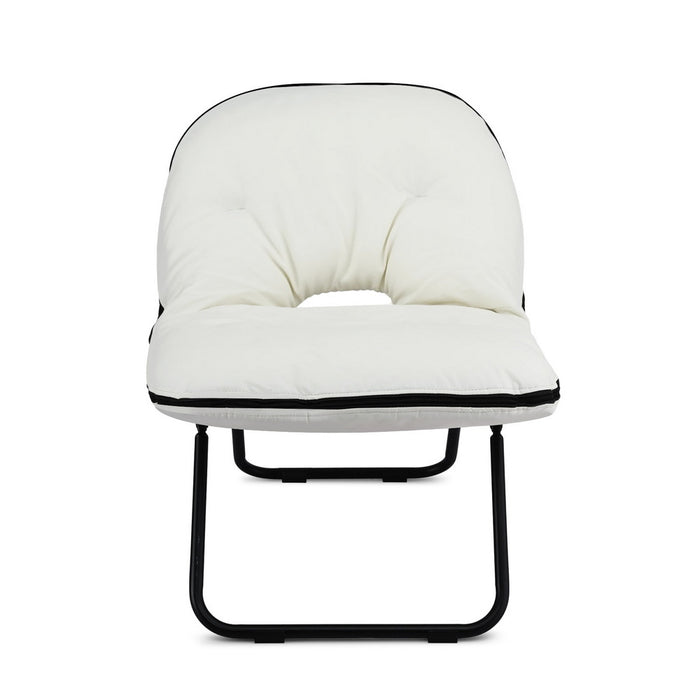 Foldable Chair 2-In-1 Armchair Lounge Chair Portable White