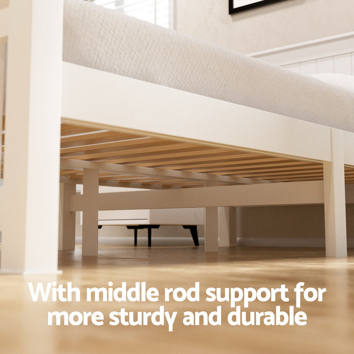 Bed Frame Double Size Wooden Platform with 2 Storage Drawers White RIO