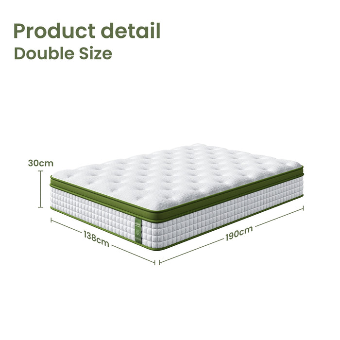 Double 30cm Hybrid Mattress Cooling Gel Memory Foam 5 Zone Pocket Spring Bed Temperature Regulating