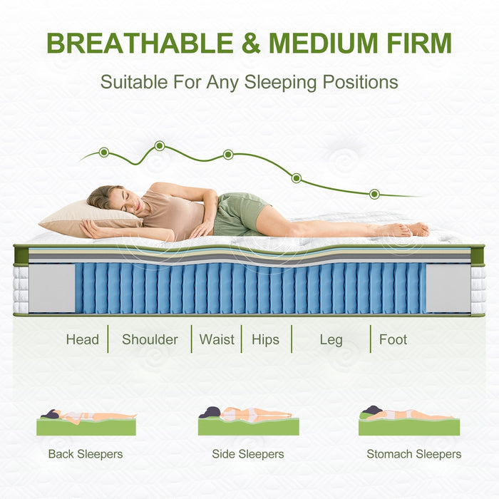 Double 30cm Hybrid Mattress Cooling Gel Memory Foam 5 Zone Pocket Spring Bed Temperature Regulating