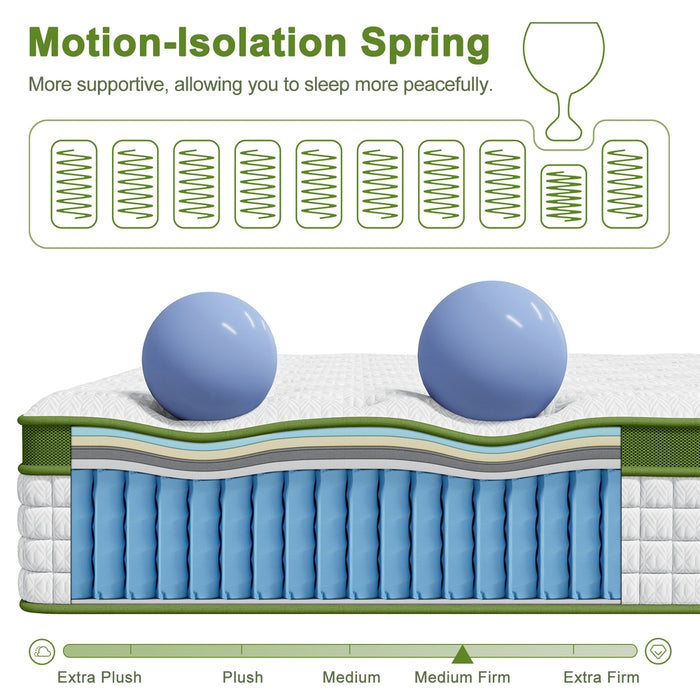 Double 30cm Hybrid Mattress Cooling Gel Memory Foam 5 Zone Pocket Spring Bed Temperature Regulating