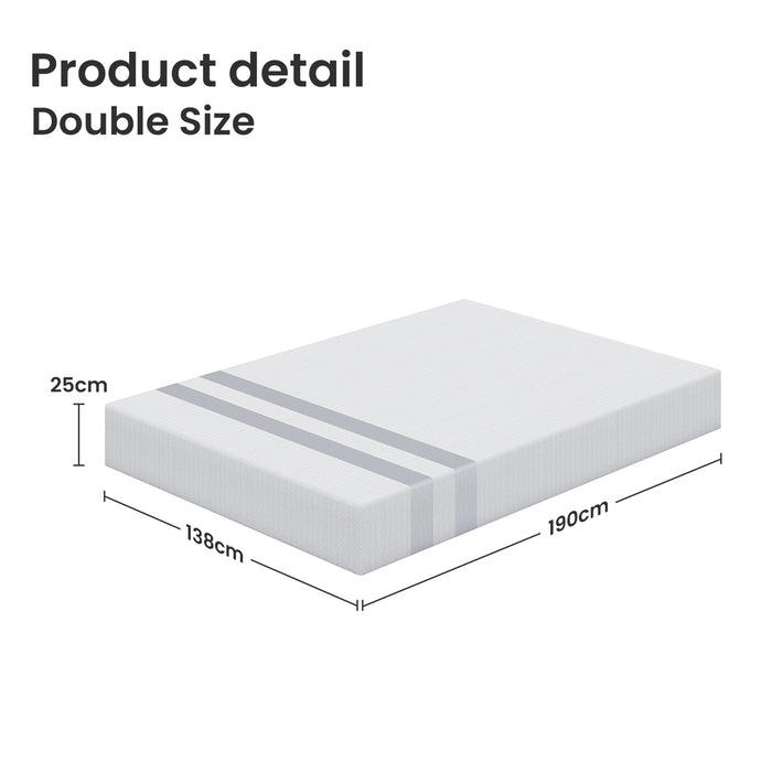 25cm Double Reversible Gel Memory Foam Mattress  Medium & Firm