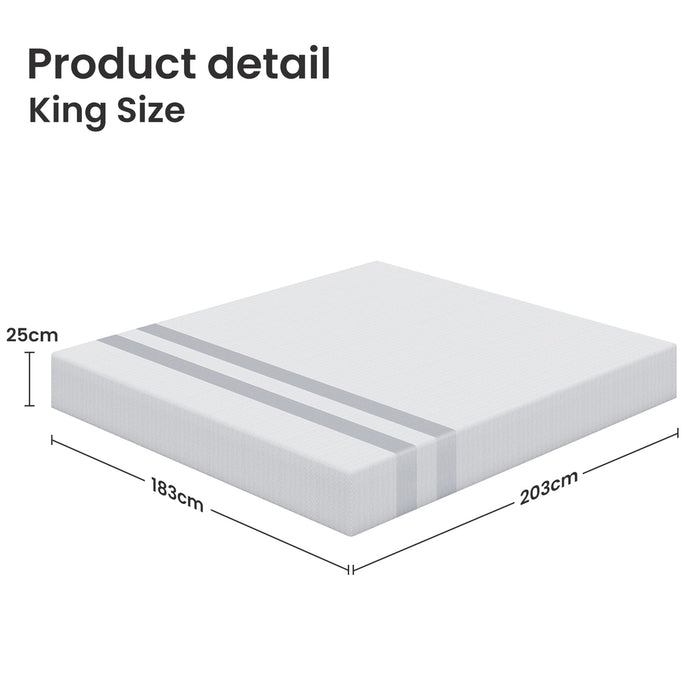 25cm King Reversible Gel Memory Foam Mattress  Medium & Firm