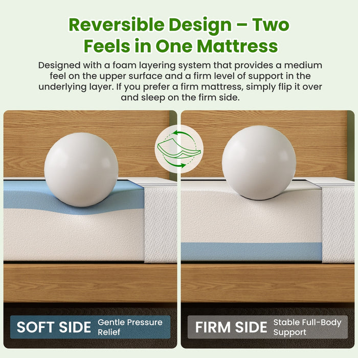 25cm King Reversible Gel Memory Foam Mattress  Medium & Firm