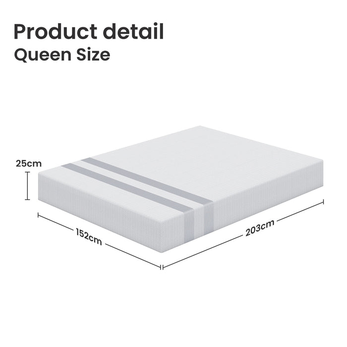 25cm Queen Reversible Gel Memory Foam Mattress  Medium & Firm