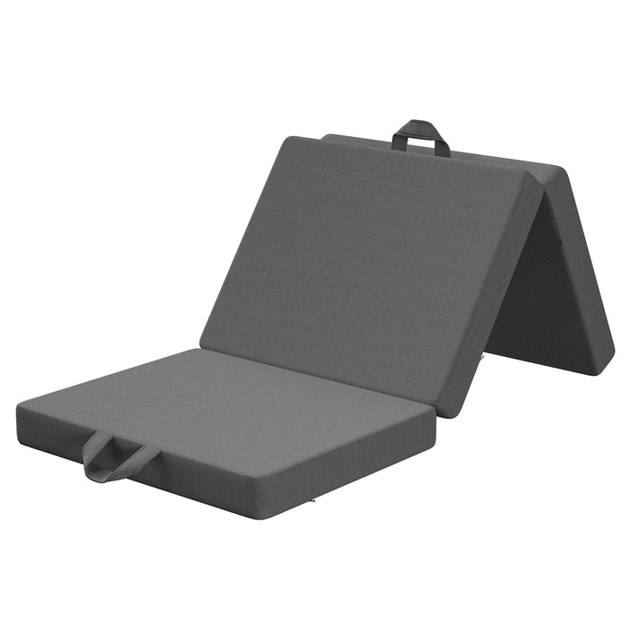 10cm Small King Single  3-Fold Mattress Folding Foam Bed Washable Cover, 190x80cm