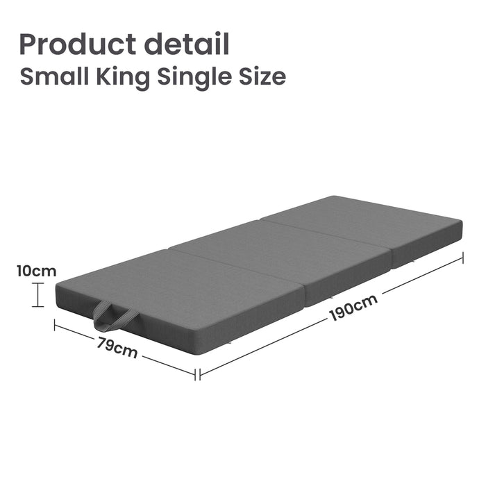 10cm Small King Single  3-Fold Mattress Folding Foam Bed Washable Cover, 190x80cm