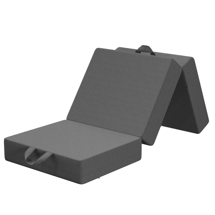 15cm Small Single  3-Fold Mattress Folding Foam Bed Washable Cover, 180x70cm