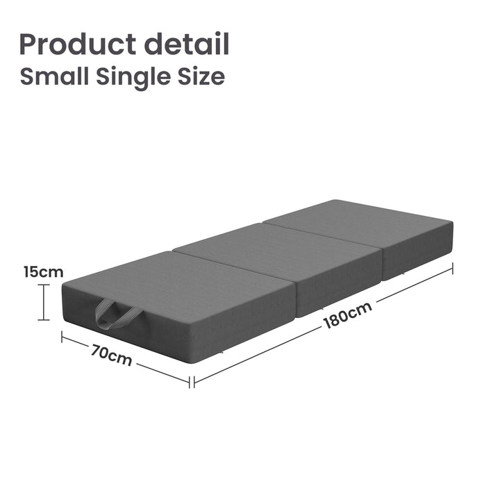 15cm Small Single  3-Fold Mattress Folding Foam Bed Washable Cover, 180x70cm