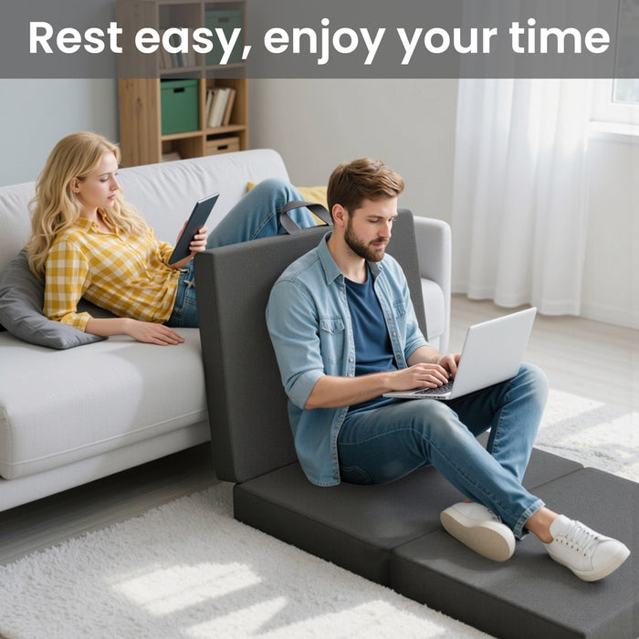 15cm Small Single  3-Fold Mattress Folding Foam Bed Washable Cover, 180x70cm