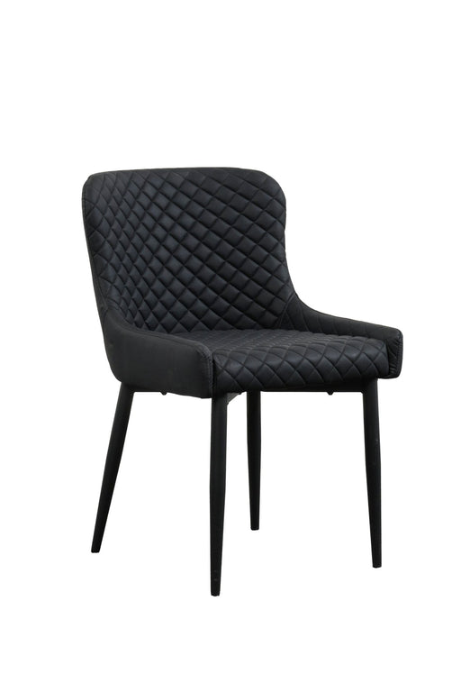 Armoni PU Dining Chair in black diamond-quilted PU with powder-coated black legs