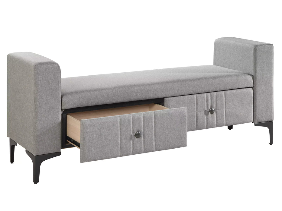 Mia Fabric Bed Bench with 2 Drws
