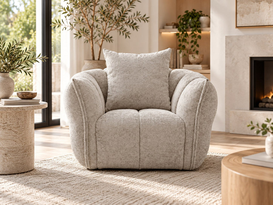 Casper Fabric Swivel Chair in Beige