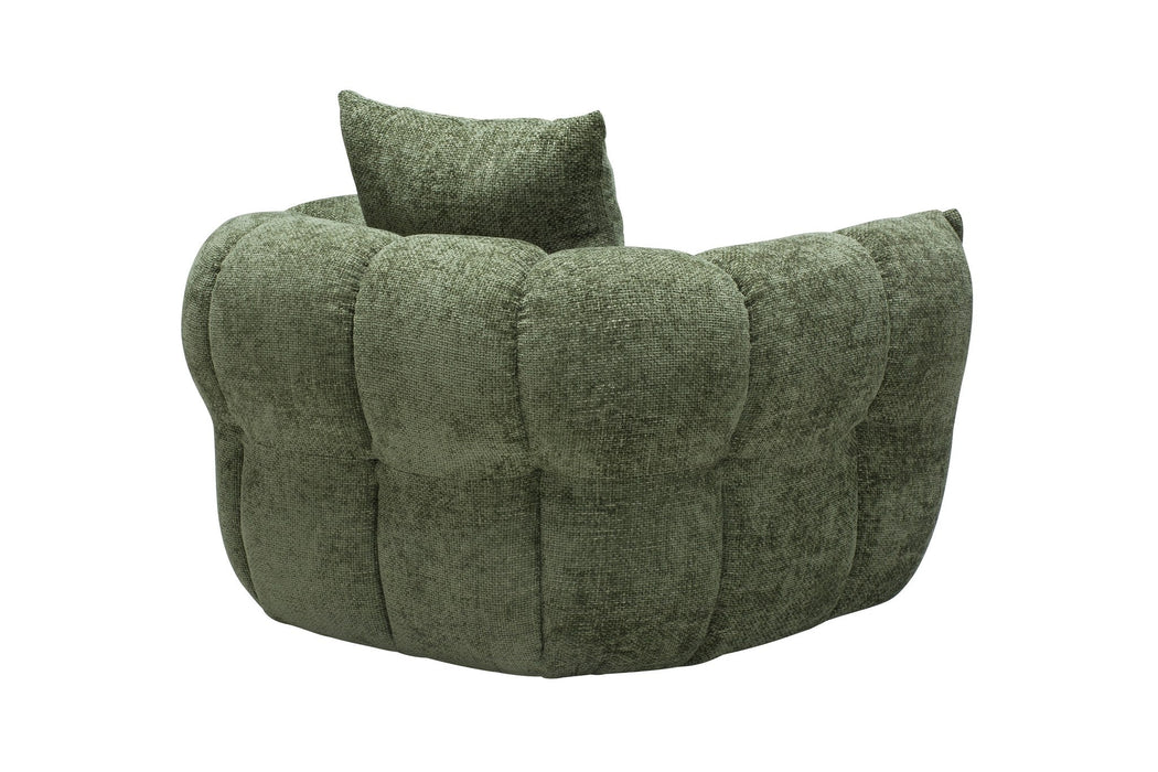 Casper Fabric Swivel Chair in Green, back view