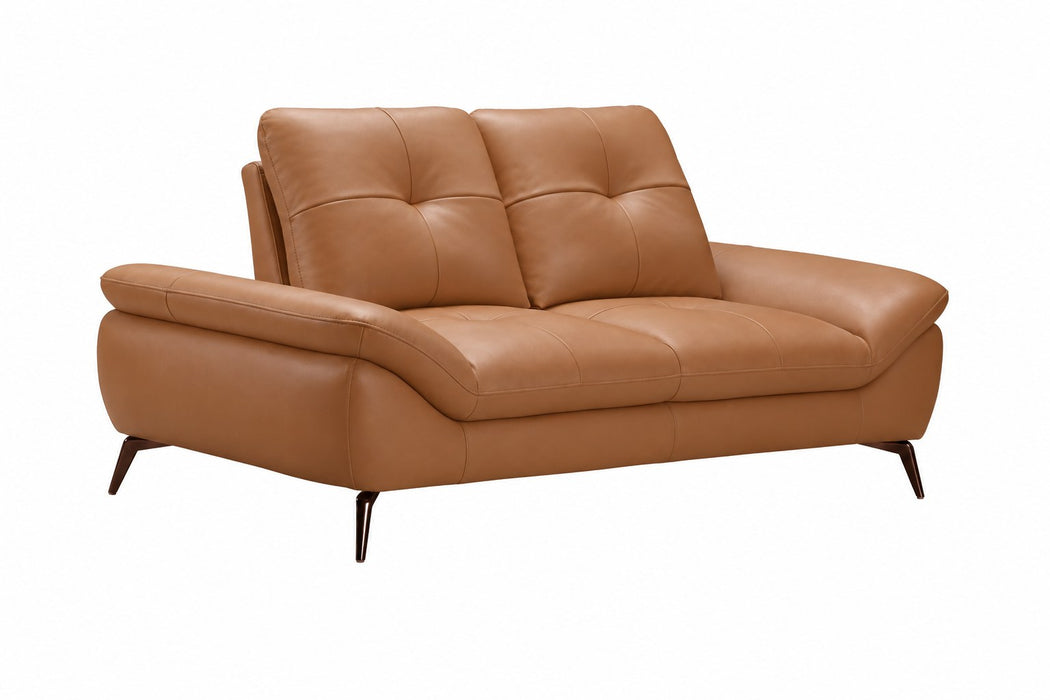 Cruise Leather Lounge Suite, 2 seater in Tan, studio view 1