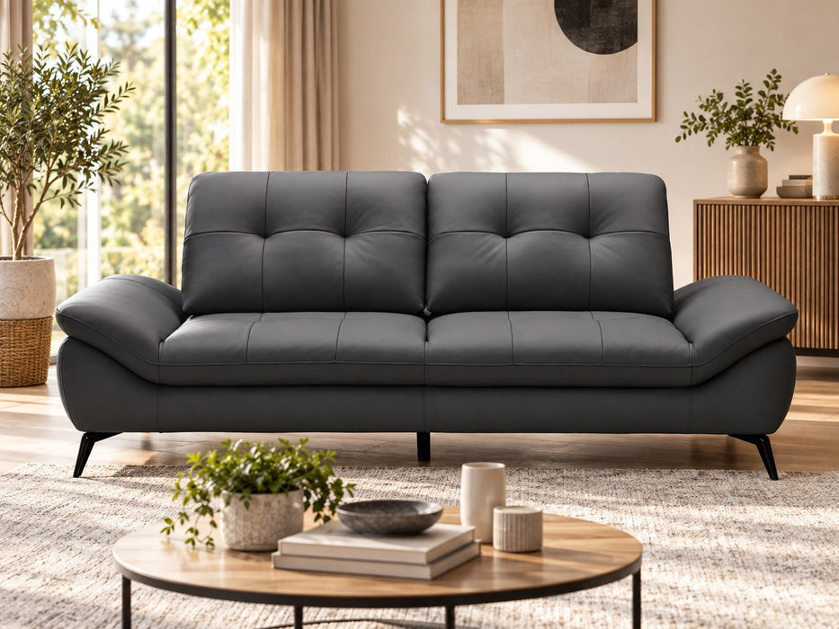 Cruise Leather Lounge Suite, 3 seater in Dark Grey
