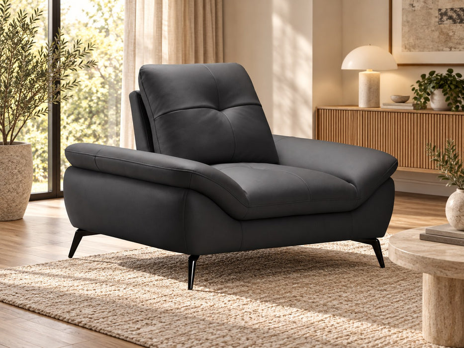 Cruise Leather Lounge Suite, single seater in Dark Grey, second view