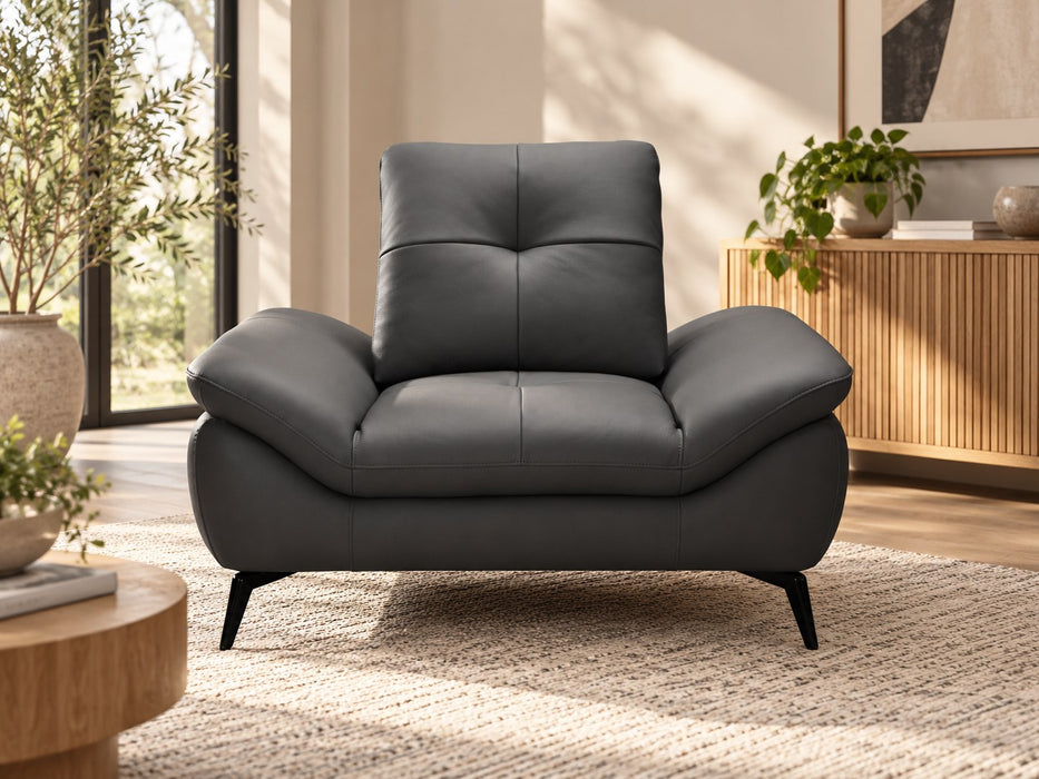 Cruise Leather Lounge Suite, single seater in Dark Grey