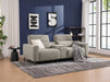 Denzel 2 Seater Fabric Electric Home Theatre Lounge in Earth, side view
