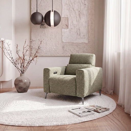 Denzel Single Fabric Electric Recliner in Sage