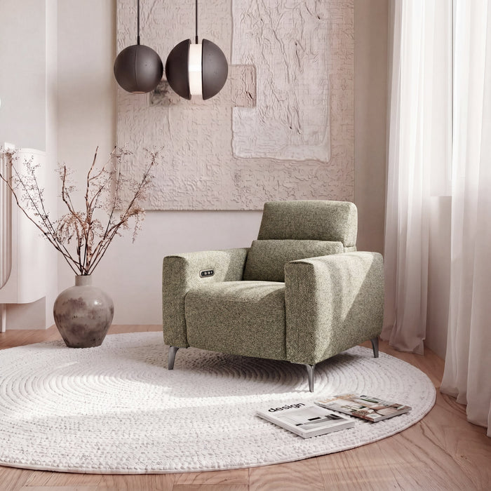Denzel Single Fabric Electric Recliner in Sage