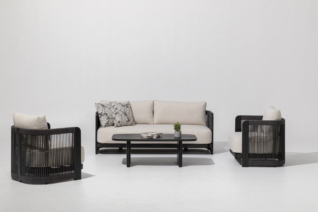 Havana 4 Piece Outdoor Lounge Set, front view of the full setting