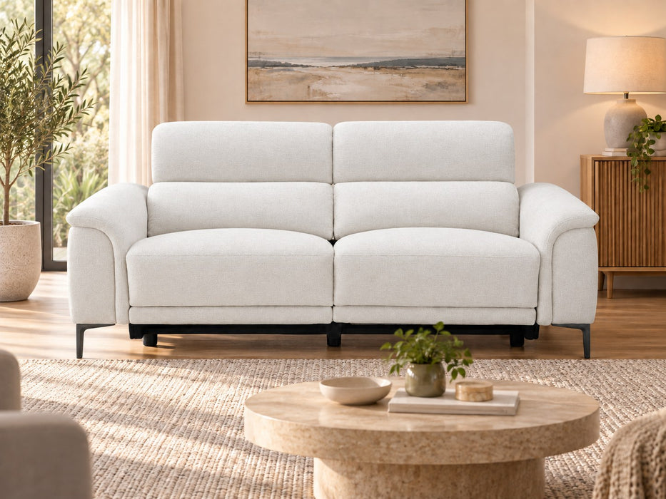 Kobe 2.5 Seater Fabric Electric Recliner Lounge in Ivory, front view