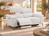 Kobe 2 Seater Fabric Electric Recliner Lounge in Ivory, with one seat reclined