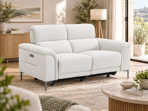 Kobe 2 Seater Fabric Electric Recliner Lounge in Ivory