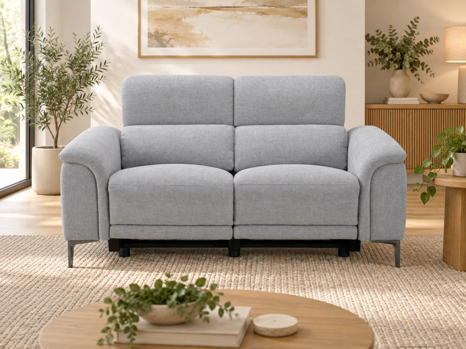 Kobe 2 Seater Fabric Electric Recliner Lounge in Stone