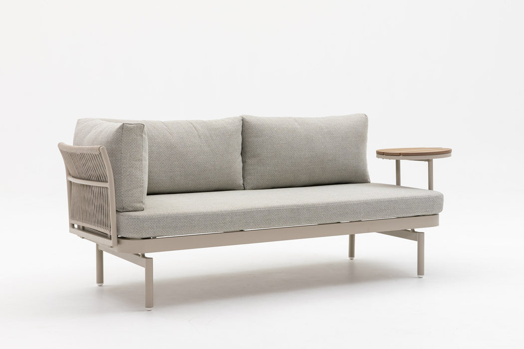Lumi 2 seater outdoor sofa with the round side table