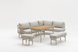 Lumi 6 Piece Outdoor Lounge Set, sofas set as a corner with table, side table and stools