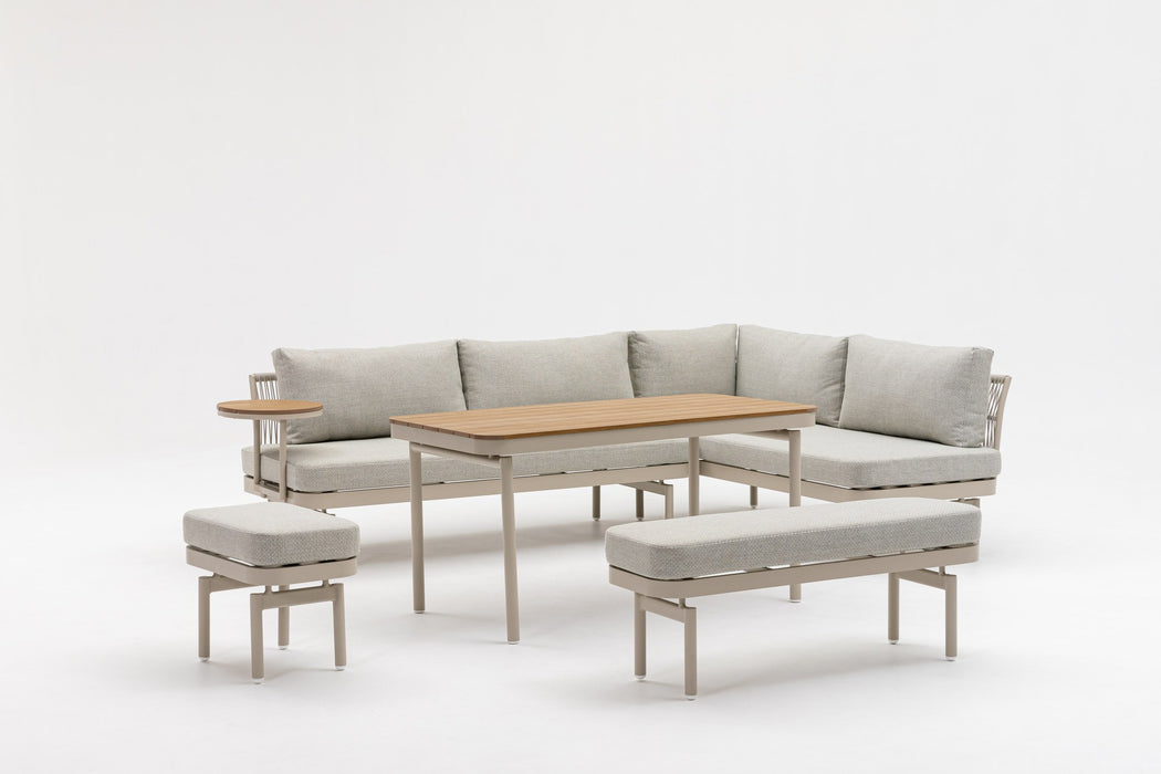 Lumi 6 Piece Outdoor Lounge Set, front view of the full setting