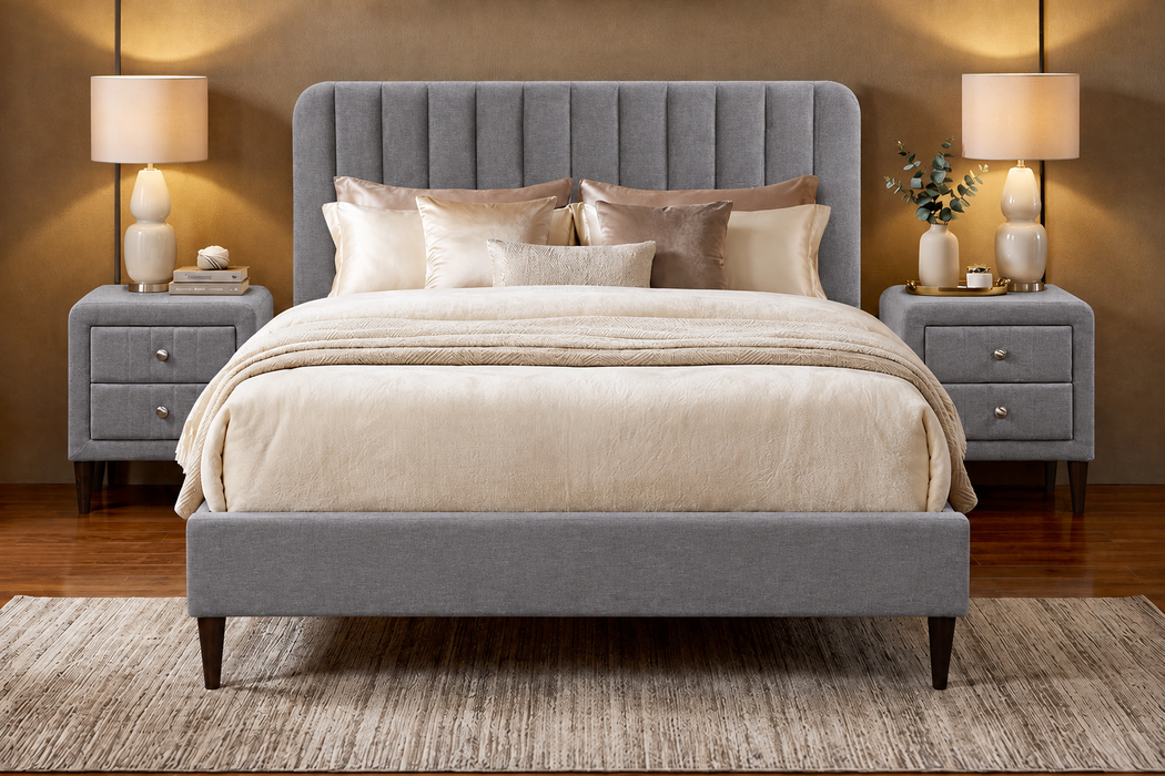 Minolta 3 Piece Bedroom Suite in Light Grey