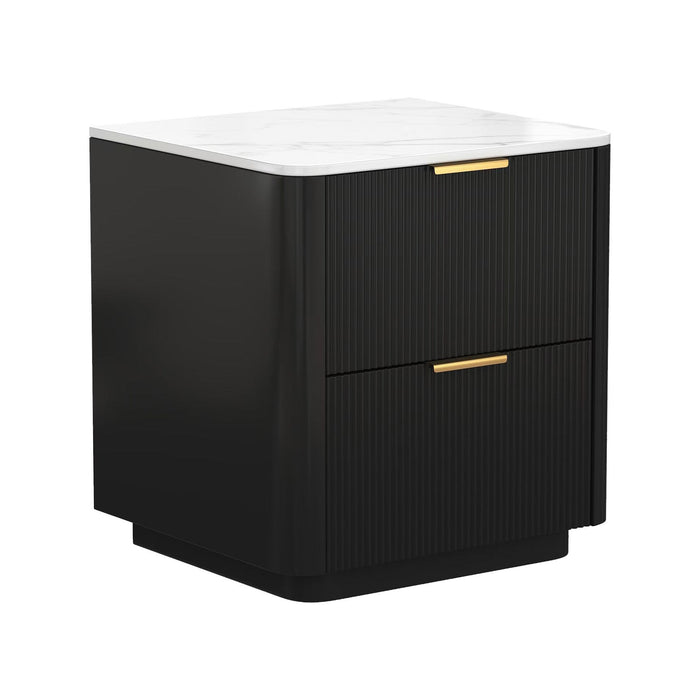 Naurel 3 Piece Package in Black: Naurel Bedside on white
