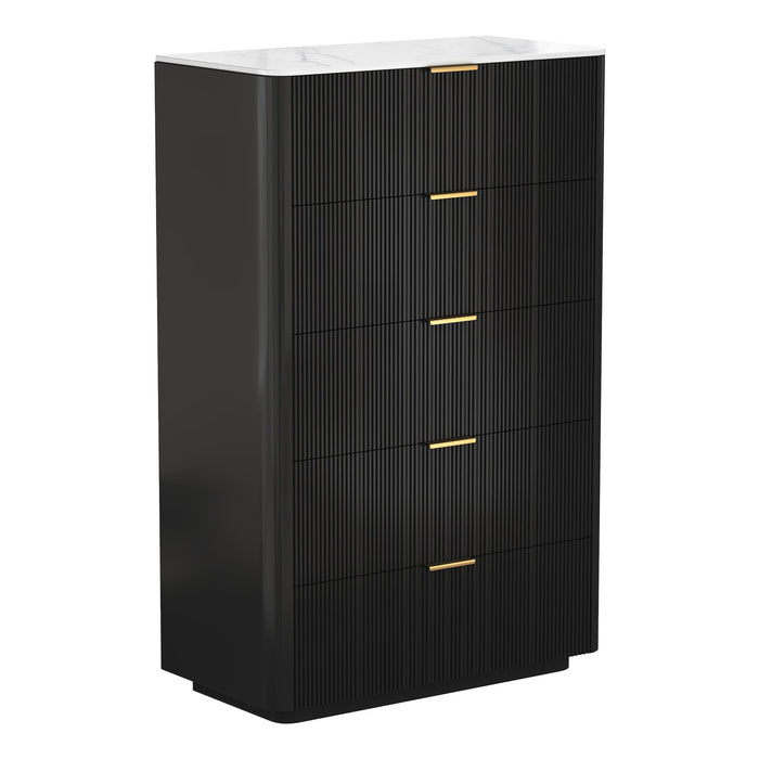 Naurel 3 Piece Package in Black: Naurel Tallboy on white