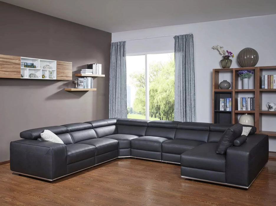Santiago 6 Seater Leather Chaise Lounge