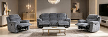 Shamala Fabric Recliner Lounge in Charcoal, 3+1+1 suite