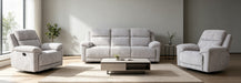 Shamala Fabric Recliner Lounge in Light Grey, 3+1+1 suite