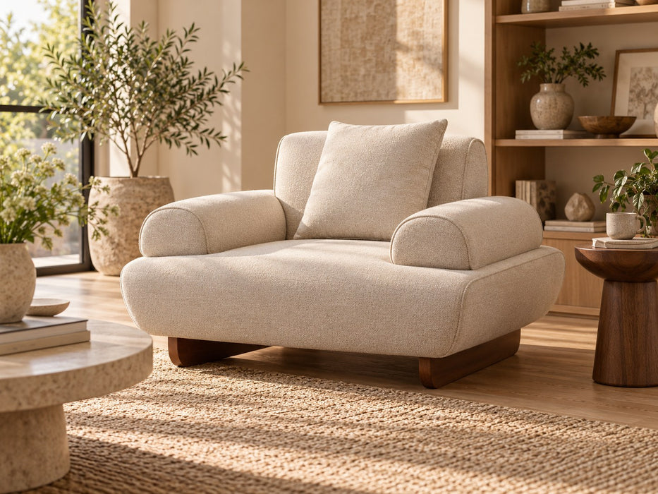 Stirling Fabric Lounge, single seater in Beige