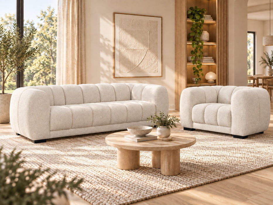 Tedmond Fabric Lounge Suite, 3 seater and 2 seater together in Beige